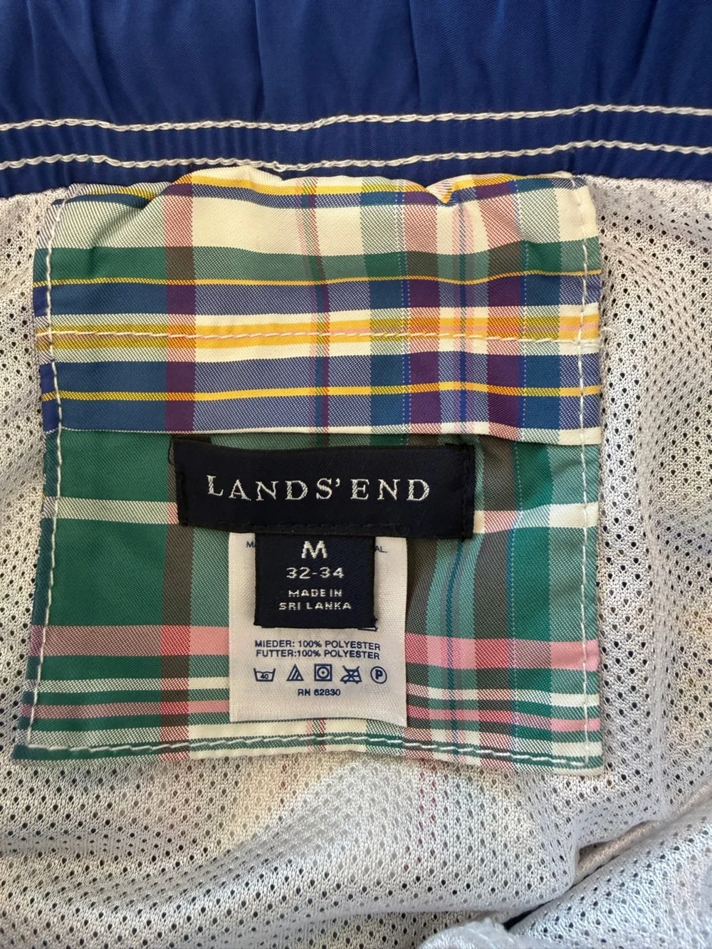 NWOT Lands' End Men's Plaid Swim Shorts M / 32-34